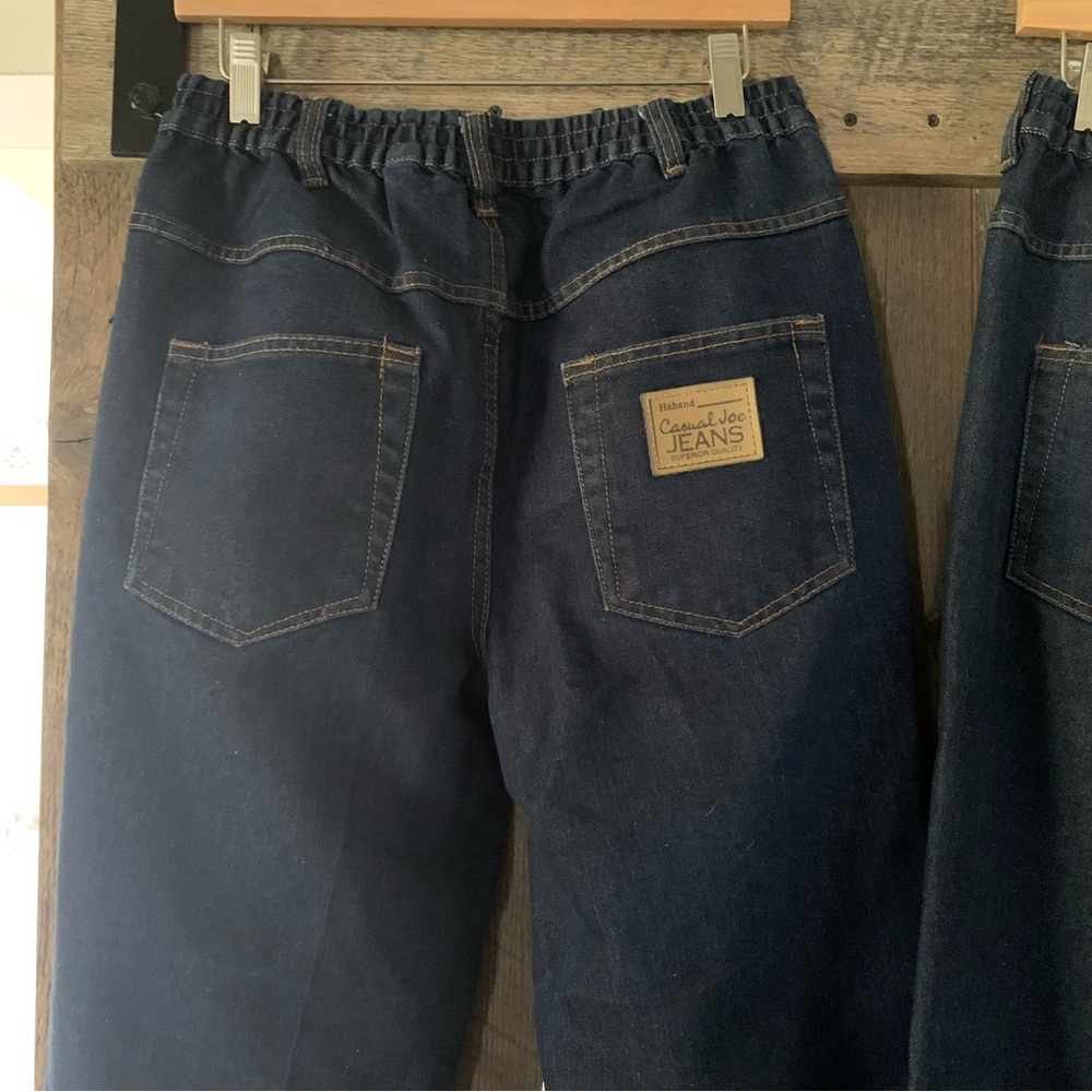 2 Pair HABAND CASUAL JOE JEANS Dark Blue Denim Elasticized Waist Like New 34 M - Picture 12 of 14